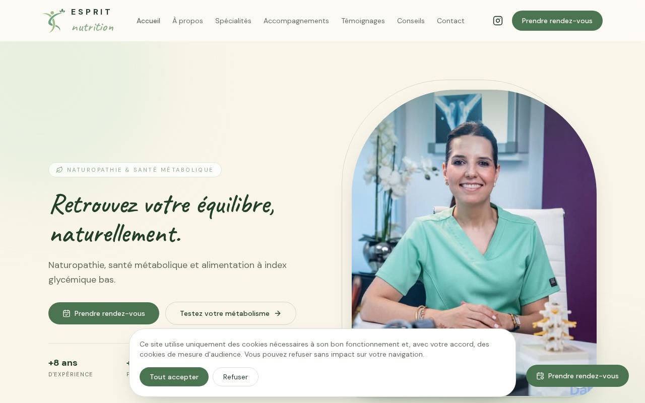 Aperçu du site Esprit Nutrition