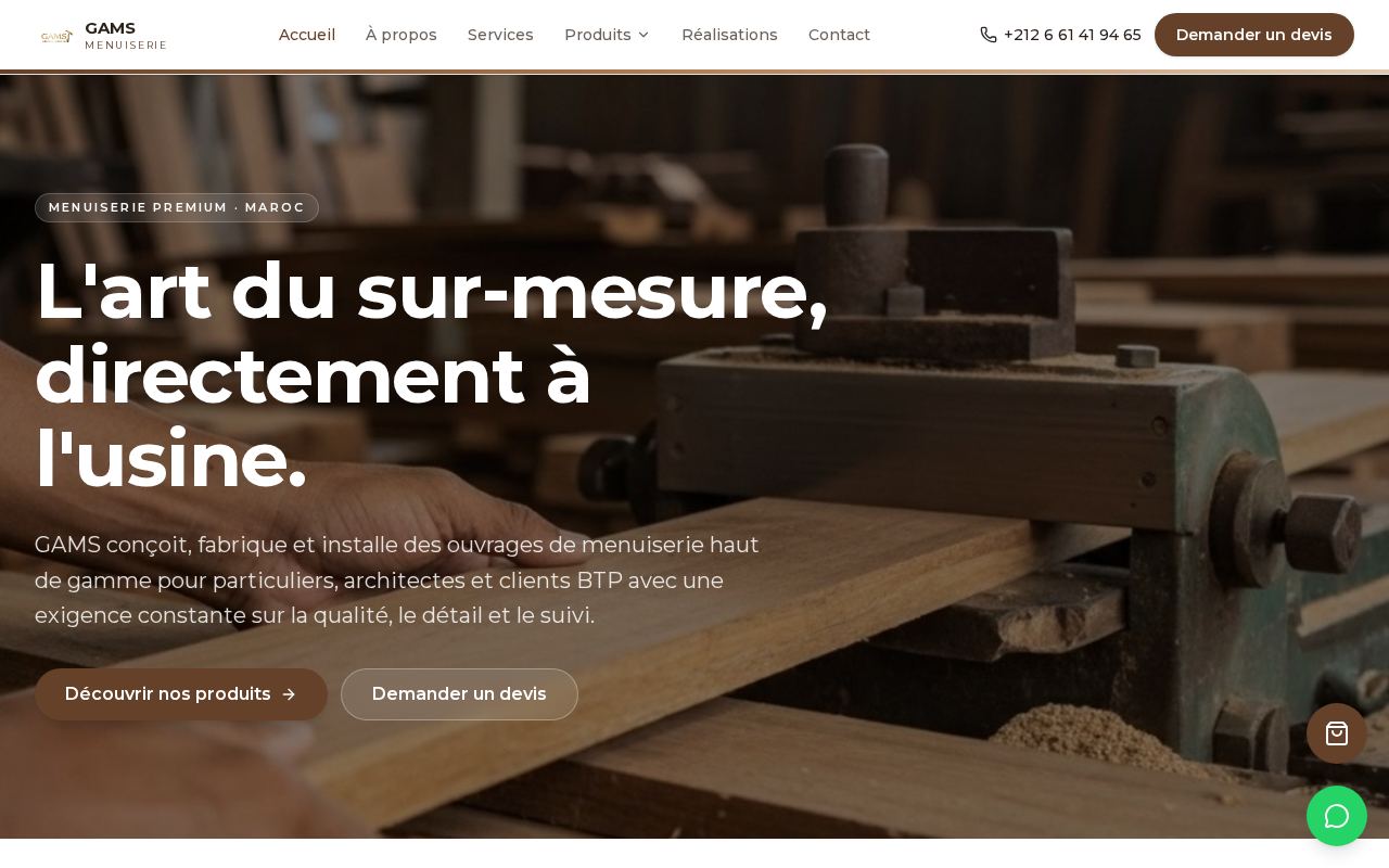 Aperçu du site GAMS Menuiserie