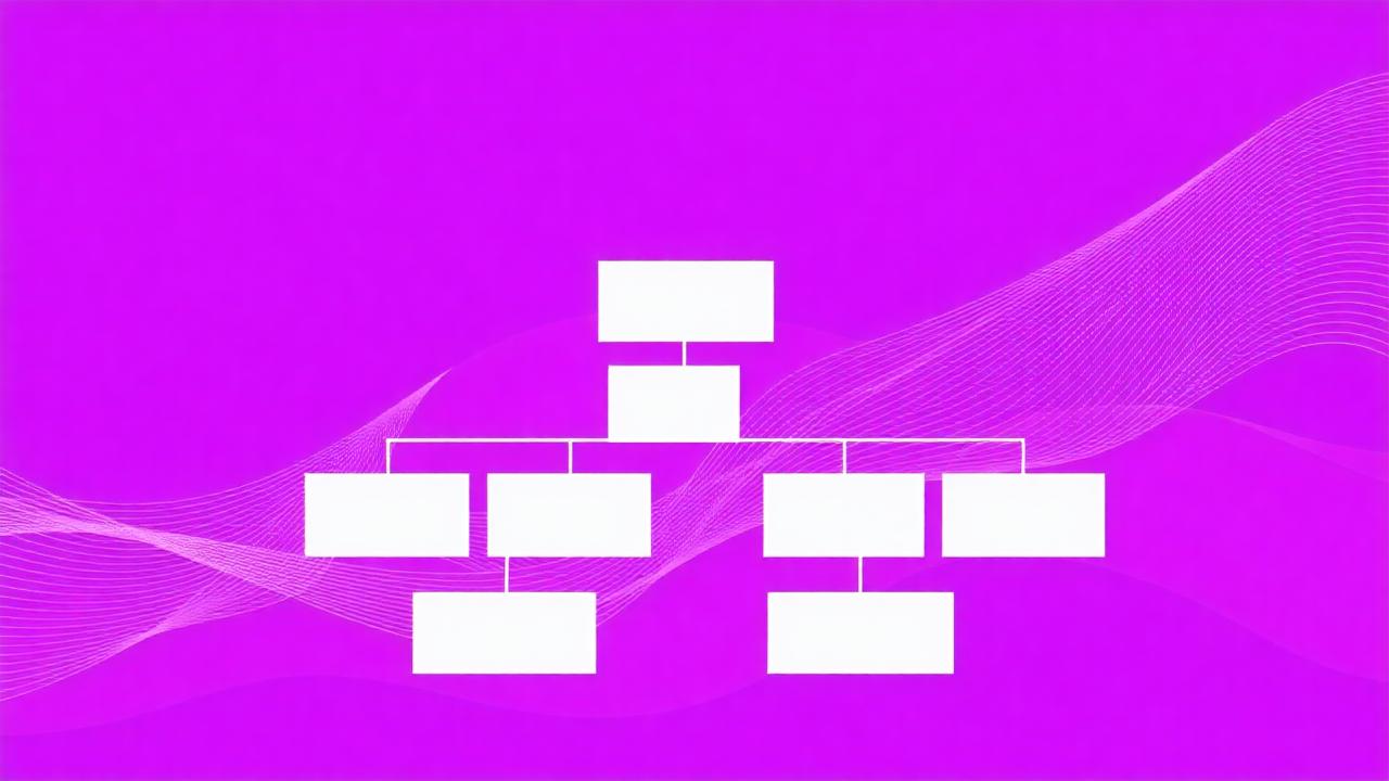 Schéma abstrait d'arborescence de campagnes publicitaires, violet et blanc