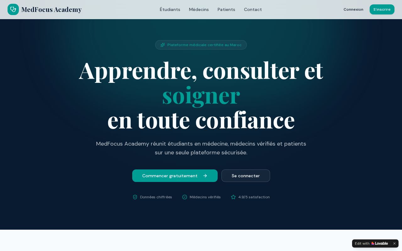 Aperçu du site MedFocus Unity